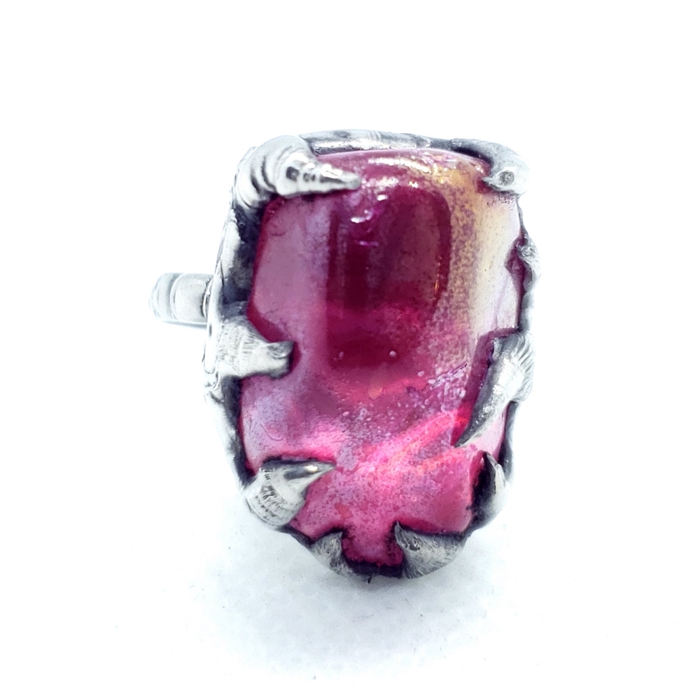 Pink aura quartz crystal ring statement ring - Picture 6 of 12